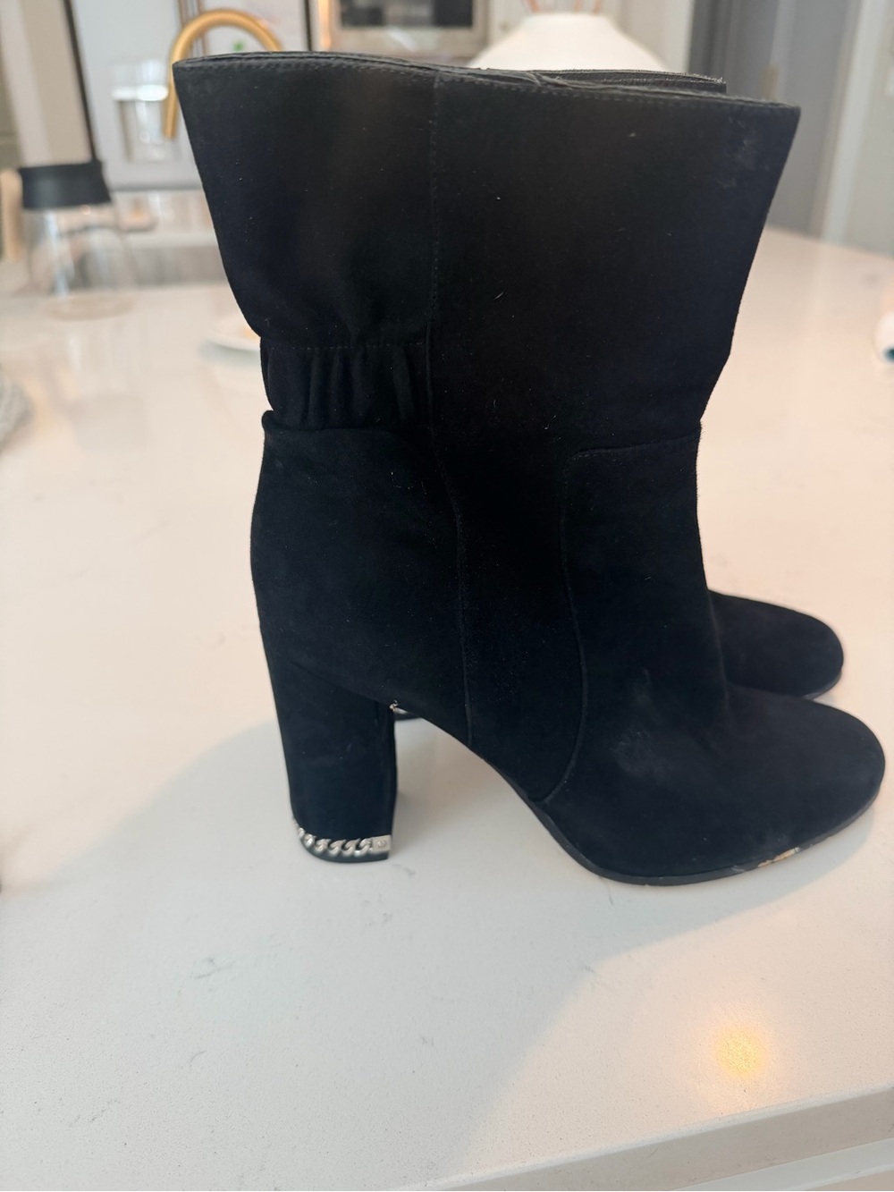 Micheal Kors - Dolores Black Suede Block Heel Boots
